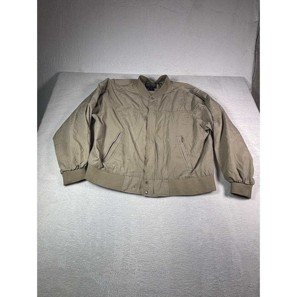 Knights Bridge Men's Jacket Brown/Tan 2X Windbreaker Zipper Pockets Snap Close